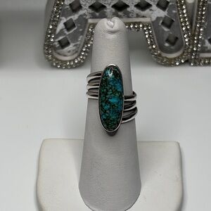 Vintage Handcrafted Navajo Spiderweb Turquoise Sterling Silver Ring